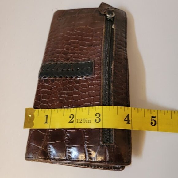 Brighton Dark Brown Leather Check Book Wallet Vintage - Picture 10 of 10